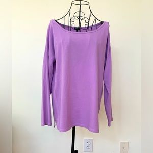 Talbots Purple Long Sleeve Scoop Neck Jersey w/ Decorative Shoulder Buttons Sz L